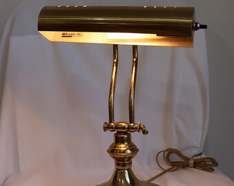 Vintage 1980s Brass Piano Bankers Lamp Gold Made in Taiwan Used Retro Light