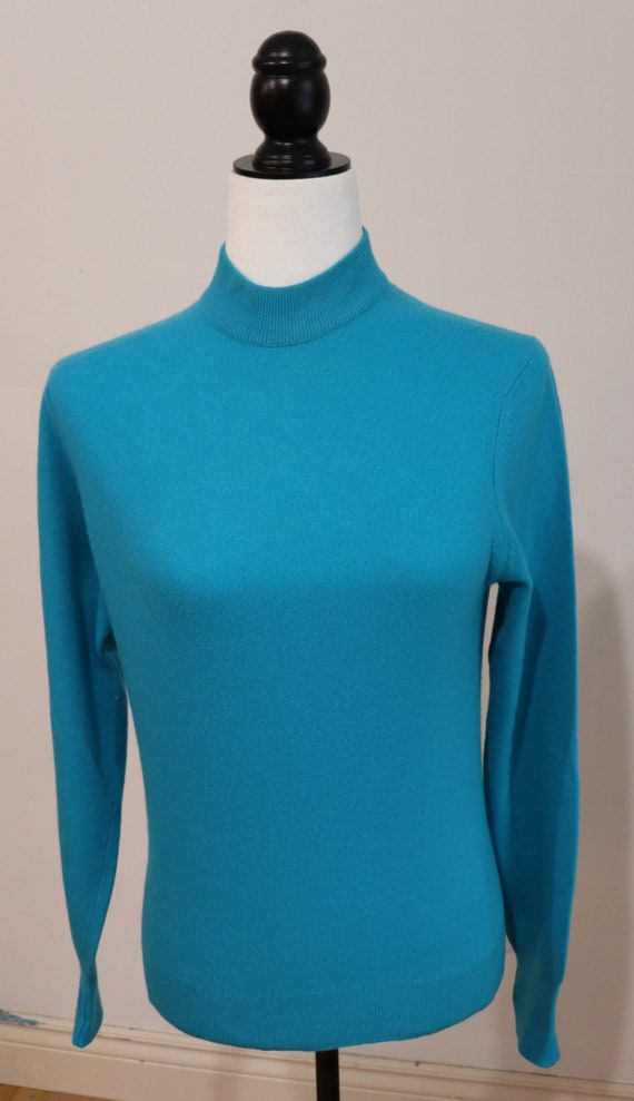 Vintage 1960s Pure Cashmere Turquoise Pin-Up Sweat