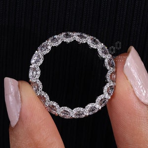 U Prong Micro Pave Round Diamond Full Eternity Wedding Band, 3.50 MM Round Lab Grown Diamond Band, Anniversary Gift for Her, Stackable Band