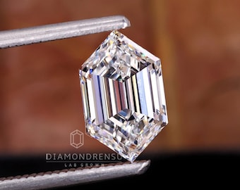 Hexagon Step Cut Lab Grown Diamond, 2.01 CT Hexagon F/VS Lab Created Diamond, Perfect for Custom Engagement Ring, or Wedding Ring, Gift Her