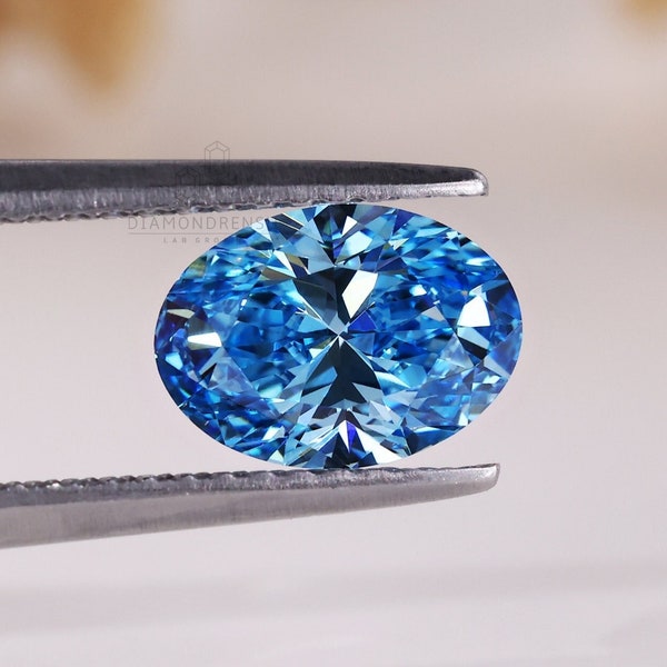 Diamante azul vívido elegante, diamante cultivado en laboratorio ovalado de 1,16 CT con certificación IGI, anillo de compromiso o colgante, diamante azul para mujeres, regalo de cumpleaños