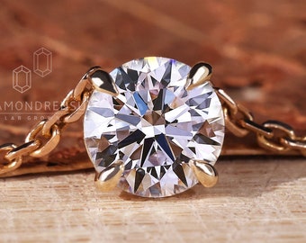 0.90 CT Round Brilliant Cut Diamond Necklace, IGI Certified E/VS2 Lab Grown Diamond Pendant, Wedding Gift, Anniversary Gift, 18 Inches Chain