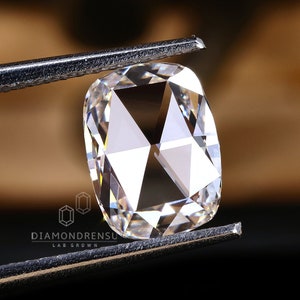 Cushion Shaped Rose Cut Diamond, 1.48 CT Cushion Rose Cut Lab Grown Diamond, H/VS1 Lab Created Diamond, Vintage Cut Diamond for Wedding Ring
