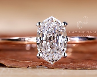 Solitär Diamant Verlobungsring, Marquise Step Cut Lab Zuchtdiamantring 1,21 ct IGI-zertifizierter E / VVS2 Diamant, einzigartiger Hochzeitsgeschenkring
