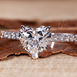 IGI Certified 1.51 CT Heart Shape Lab Grown Diamond Engagement Ring, D/VS1 Lab Diamond Wedding Ring, Heart Ring for Women, Anniversary Gift