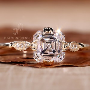 Asscher Cut Diamond Engagement Ring for Women, IGI Certified Lab Grown Diamond Ring, Vintage Style Ring, Triple Prong Ring, Anniversary Gift