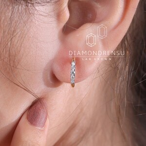 Diamond Hoop Earrings for Girls, 0.25 TCW Round Brilliant Cut Diamond Earrings for Her, Lab Grown Diamond Earrings for Gifting, Anniversary