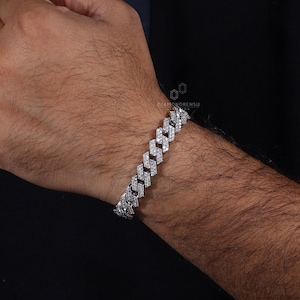 Bransoletka Miami Cuban Link, 6,35 - 8,50 TW Okrągła bransoletka z diamentami hodowanymi w laboratorium, Bransoletka Ice Out Hip Hop, Męska bransoletka kubańska, Bransoletka dla niego