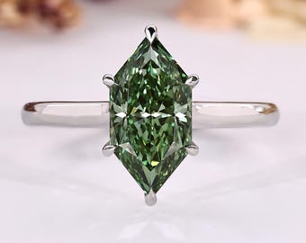Green Dutch Marquise Diamond Solitaire Engagement Ring, IGI Certified Wedding Ring for Her, Anniversary Gifts, Handmade Ring by Diamondrensu