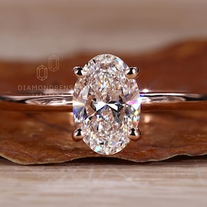 0.25 to 2.0 CT Oval Cut Lab Grown Diamond Wedding Ring, Solitaire Engagement Ring, Conflict Free Diamond Ring, Rose/White/Yellow Gold Ring