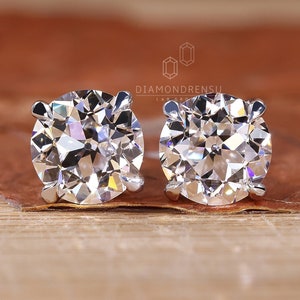 Lab Grown Diamond Earrings for Women, IGI Certified Old European Cut Diamond Earrings, Stud Earrings for Women, Anniversary Gifts for Her