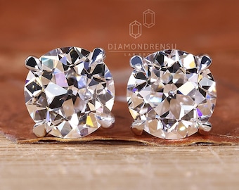 Lab Grown Diamond Earrings for Women, IGI Certified Old European Cut Diamond Earrings, Stud Earrings for Women, Anniversary Gifts for Her