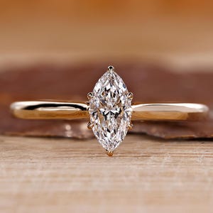Zestaw Tulip Basket Marquise Diamond Solitaire Pierścionek zaręczynowy, Comfort Fit Obrączka ślubna dla niej, Zestaw sześciu pazurów Pierścionek rocznicowy dla kobiet