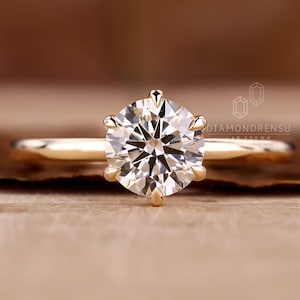 0.50 - 3.0 CT Round Lab Grown Diamond Ring, F/VS Lab Created Diamond, Solitaire Engagement Ring, Diamond Wedding Ring, Anniversary Gift Ring