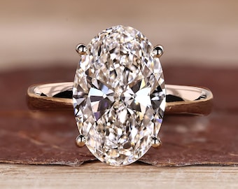 Oval Diamond Hidden Halo Engagement Ring, 5 to 7 ct Lab Grown Diamond Wedding Ring for Her, IGI Certified Promise Ring, Anniversary Rings
