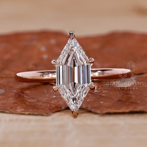 Elongated Hexagon Step Cut Lab Grown Diamond Ring, Solitaire Engagement Ring, IGI Certified Ring, Wedding Ring, Anniversary Gifts for Women