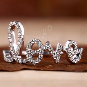 Anillo único de diamante cultivado en laboratorio con corte brillante redondo, anillo de diamante personalizado, anillo de regalo de aniversario, regalo de San Valentín, anillo para madre