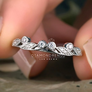 0.12 TCW Round Brilliant Cut Lab Diamond Band, Diamond Wedding Band, Edwardian Style Band, Bezel Set Milgrain Design, Gift Ring for Women