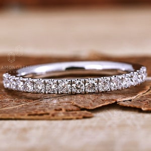 1.70MM Round Lab Grown Diamond Band, Lab Created Diamond Half Eternity Band, Wedding Band, Stackable Band, Matching Band for Engagement Ring
