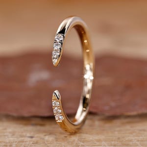 Round Diamond Stackable Band for Engagement Ring, Matching Band for Low Setting Rings, Open Gap Wedding Band, Anniversary Gift Ring for Her