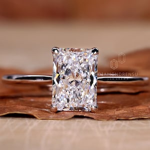 Solitaire Engagement Ring, 0.50 - 3.0 CT Radiant Cut Lab Grown Diamond Ring, F/VS Lab Created Diamond Ring, Wedding Ring, Best Proposal Ring