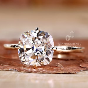 Cushion Cut Solitaire Engagement Ring, IGI Certified Lab Grown Diamond Ring, Compass Prong Setting, Diamond Wedding Ring, Gift for Women