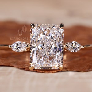 Radiant Cut Diamond Engagement Ring, IGI Certified 1.0-3.0 CT Radiant Lab Created Diamond, Three Stone Wedding Ring, Anniversary Gift Ring