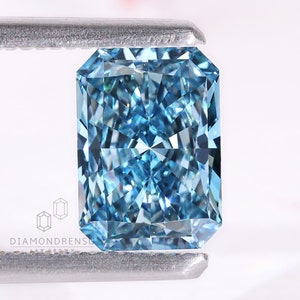 1.82 CT Radiant Cut Blue Lab Grown Diamond, Fancy Color Blue Diamond for Custom Engagement Ring, Wedding Ring, Rare Blue Color Lab Diamond