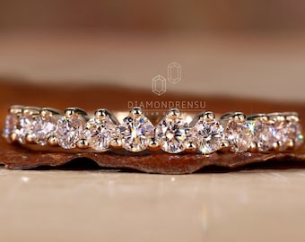 0.53 TW Round Cut Lab Grown Diamond Wedding Band, Lab Diamond Eternity Band, Matching Band for Engagement Ring, Stackable Band, Gift for Her