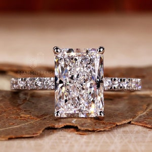 3 CT Radiant Cut Lab Grown Diamond Engagement Ring, IGI Certified F/VS Lab Created Diamond Wedding Ring, Diamond Ring for Women, Gift Ring