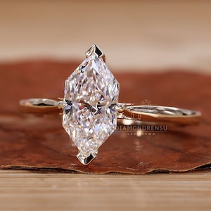 Dutch Marquise Solitaire Engagement Ring, IGI Certified Lab Grown Diamond, Promise Ring for Women, Anniversary Gifts, Antique Diamond Ring