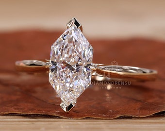 Dutch Marquise Solitaire Engagement Ring, IGI Certified Lab Grown Diamond, Promise Ring for Women, Anniversary Gifts, Antique Diamond Ring