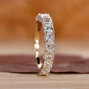 Asscher Schliff Diamant Halbe Eternity Ehering für Sie, Lab gewachsene Diamant Eternity Band, stapelbar Band für Verlobungsring, Geschenk für Frauen