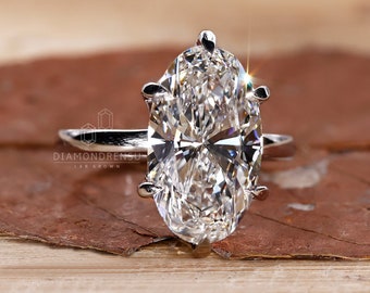 5 Karat ovaler Diamant-Verlobungsring für Frauen, Solitär-Ehering mit Lab-Grown-Diamant, sechs Krappenzinken, Ehering, Geschenk für Sie