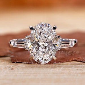 Oval Three Stone Diamond Engagement Ring for Women, 1 to 3 Ct Certified