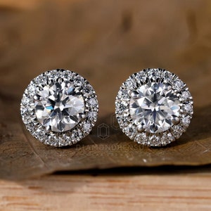 lab grown diamond halo earrings
