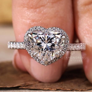 Heart Shaped Diamond Engagement Ring for Women, IGI Certified 1.0 - 3.0 CT Lab Grown Diamond Ring, Proposal Ring, Heart Diamond Ring, Gift