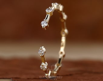 Open Gap Floating Bubble Full Eternity Band, 1.60MM Round Cut Lab Grown Diamond Band, Wedding Band, Stackable/Matching Band, Minimalist Band