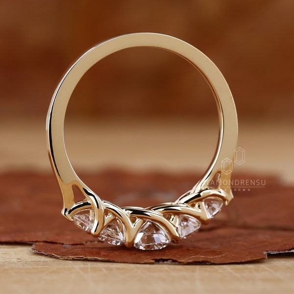 Round Five Stone Diamond Ring,Lab Grown Diamond Ring, Trellis Setting Engagement Ring, Promise Ring for Her, Anniversary Gift, Handmade Ring