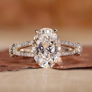 Oval Diamond Engagement Ring for Women, IGI Certified 1 to 5 carat Lab Grown Diamond, Hidden Halo - Split Shank Ring, Diamond Ring for Her