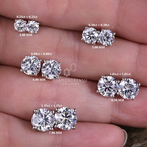 Lab Grown Diamond Stud Earrings, EF/VS Lab Diamond Wedding Earrings, Screw Back/Push Back Earrings, Stud Earrings for Women, Gifts for Her
