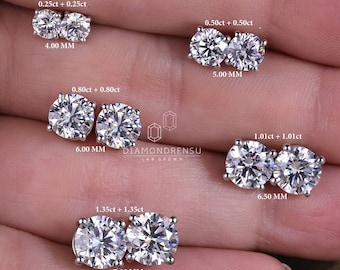 Lab Grown Diamond Stud Earrings, EF/VS Lab Diamond Wedding Earrings, Screw Back/Push Back Earrings, Stud Earrings for Women, Gifts for Her