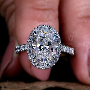 Oval Cut Diamond Engagement Ring for Women, IGI Certified 2.50 CT Lab Created Diamond Ring, F/VS Grade Diamond, Halo/Pave Ring, Gift for Her