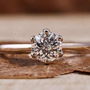 Antique 0.99 CT Jubilee Cut Lab Grown Diamond Engagement Ring, Solitaire Wedding Ring, Unique Ring for Her, Anniversary Gift, Handmade Ring