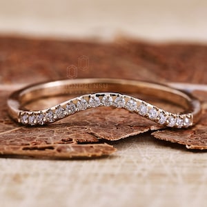 Runder Diamant im Brilliantschliff, Ehering, stapelbarer Diamantring für Verlobungsring, kurviger Band, Jubiläumsgeschenke, passender Bandring