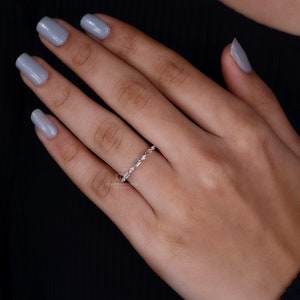 Alternating Diamond Eternity Band, 0.64 TW Marquise and Baguette Cut ...