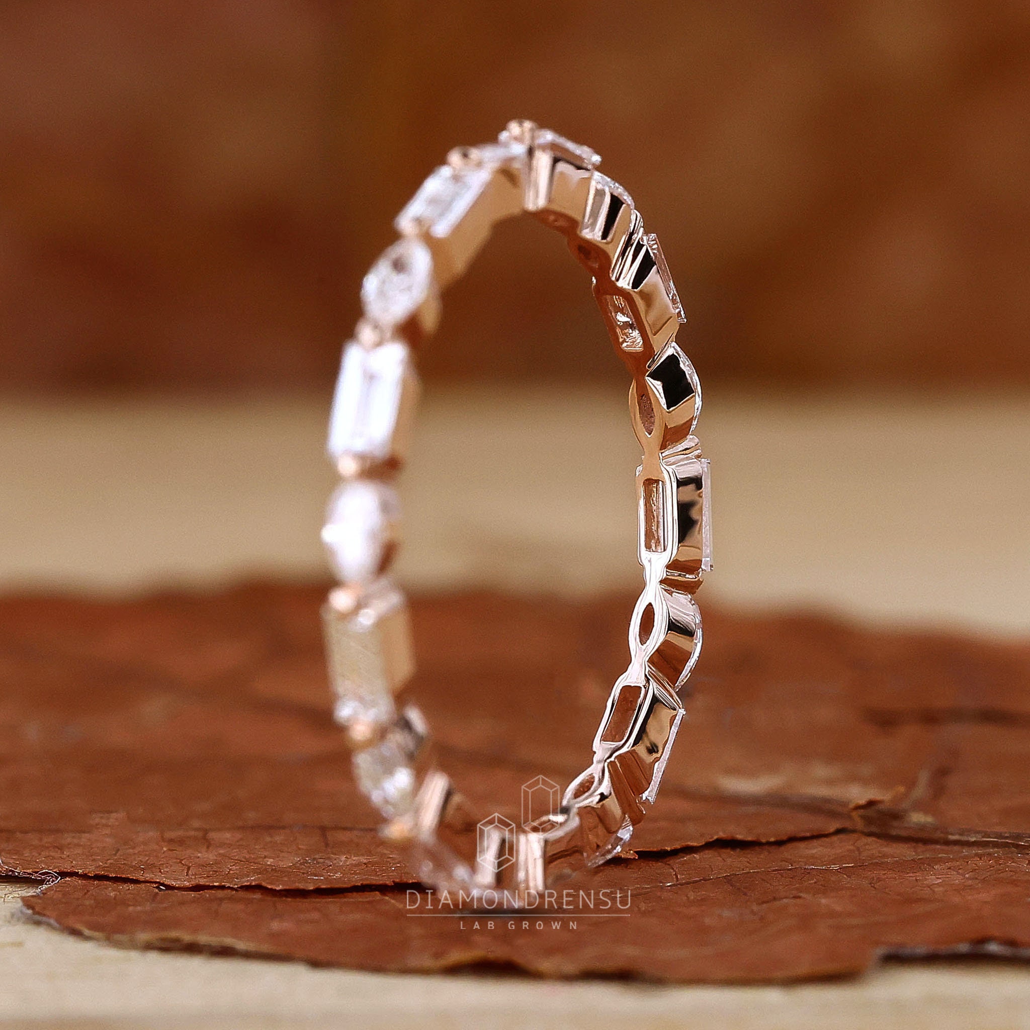 Alternating Diamond Eternity Band, 0.64 TW Marquise and Baguette Cut ...