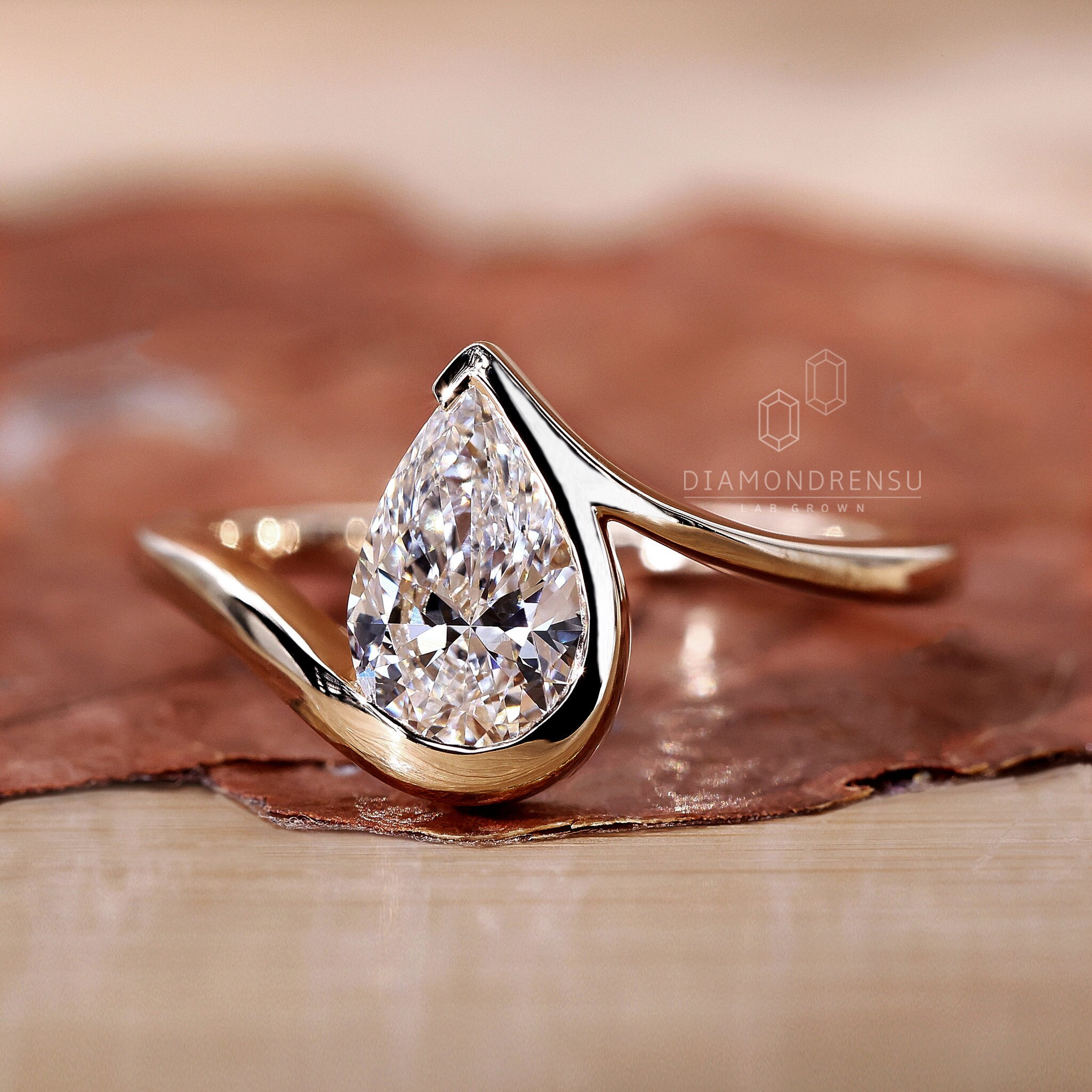 Buy Pear Cut Engagement Ring, Lab Grown Diamond Ring, Wedding 