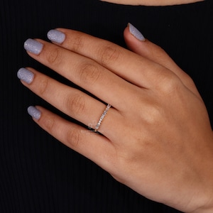 Baguette Cut Lab Grown Diamond Wedding Band, Half Eternity Diamond Band