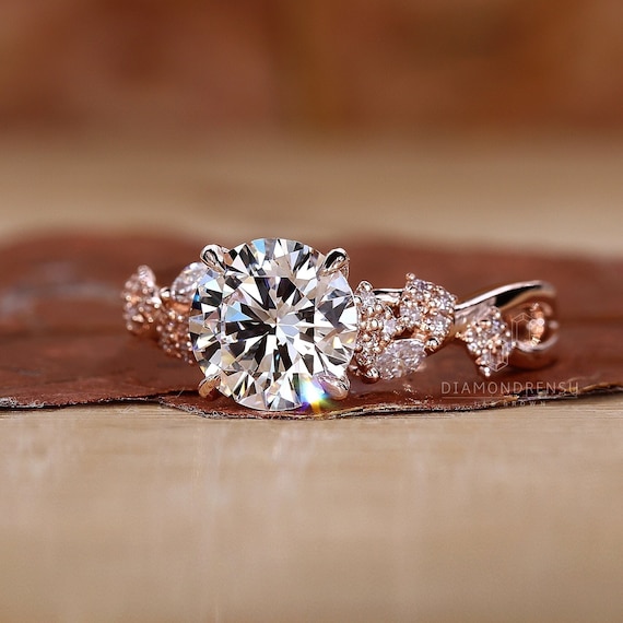 Lab Grown Diamond Engagement Ring,IGI Certified Diamond Ring, Twisted Ring,  Promise Ring for Women, Nature Inspired Ring by Diamondrensu